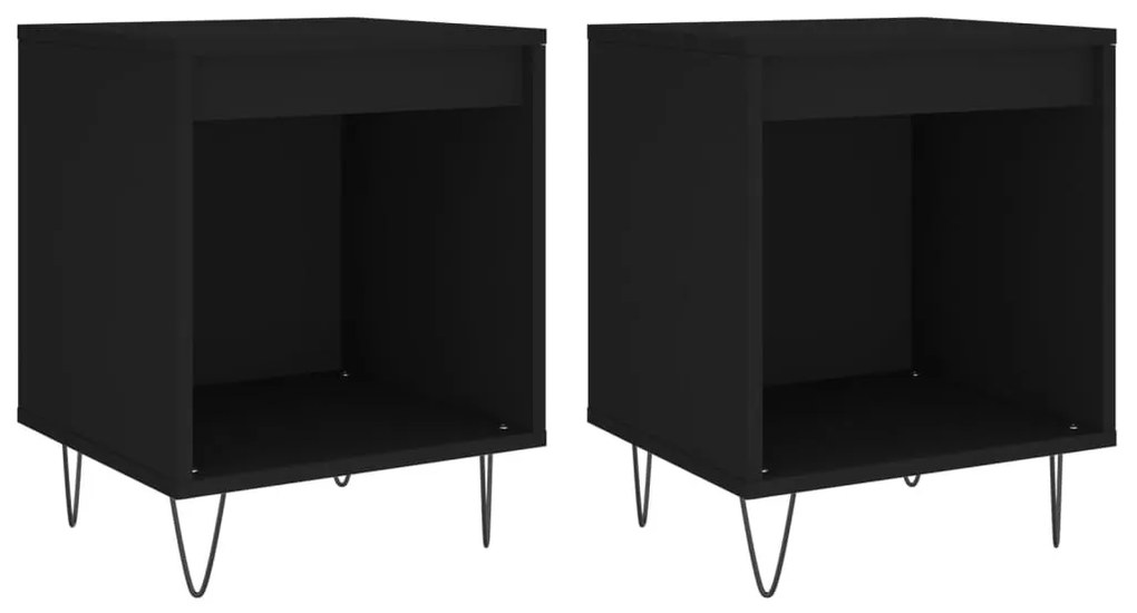 2 db fekete szerelt fa éjjeliszekrény 40 x 35 x 50 cm