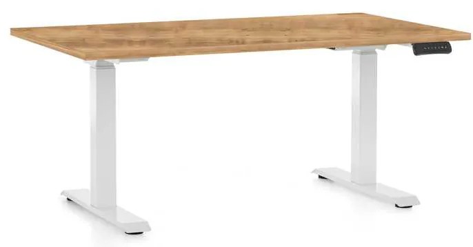 OfficeTech C állítható magasságú asztal, 120 x 80 cm, fehér alap, arany tölgy
