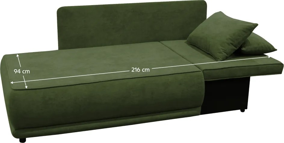 Kihúzható kanapé, zöld, jobbos, LIAMI