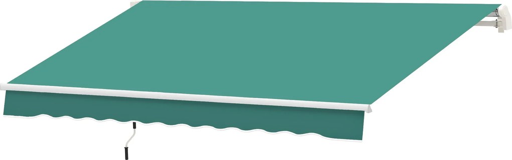 Outsunny Kihúzható Kézi Napernyő 3x2,5m Erkély Napernyő Vízálló és UV-védelemmel Ellátott Fém Kézi Rolót a Kert Terasz Ablakokhoz Zöld | Aosom