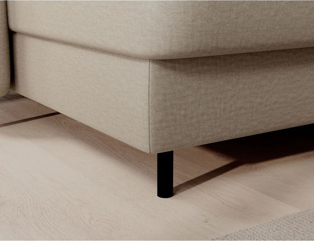 Bézs bársony kinyitható-tárolóhelyes sarokkanapé (jobb oldali-U alakú) Berrto – ELTAP