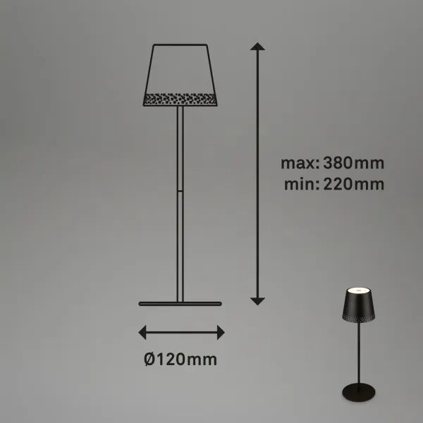 Brilo - LED újratölthető érintésvezérelt asztali lámpa KIKI LED/2,6W/5V IP44 2600 mAh fekete