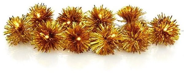 Pompom aranyszínű LED világító fényfüzér 10 izzóval, hosszúság 225 cm - Markslöjd