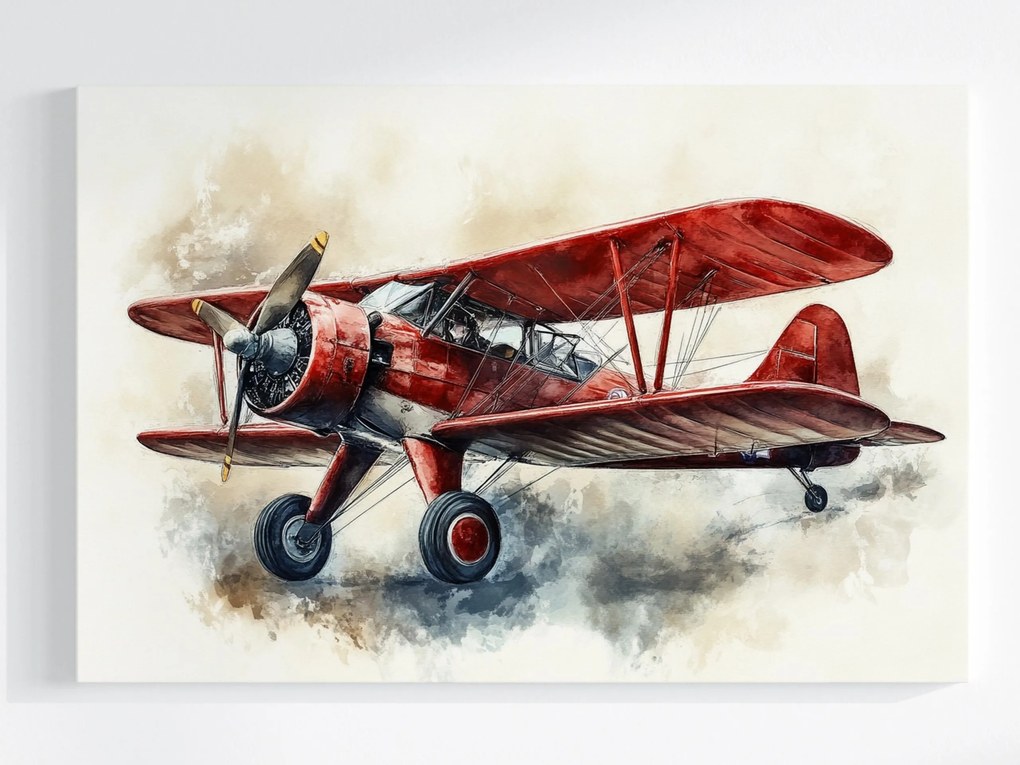 Vászonkép Canvas Retro Repülőgép Akvarell Dekoráció Vintage 120x80