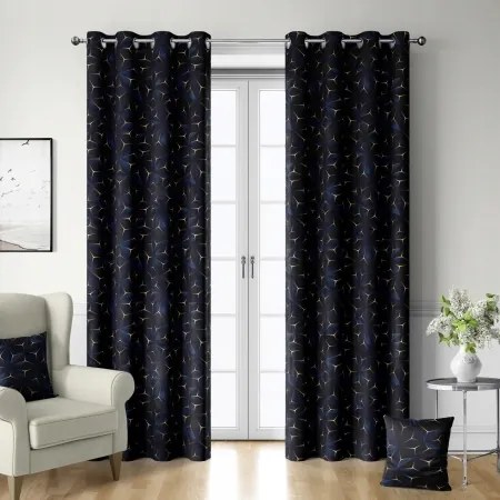 Velvet Függöny Átvezetőkkel Sötétkék 3D 145x300