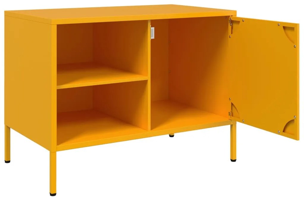 2 db mustársárga acél TV-szekrény 68 x 39 x 50,5 cm