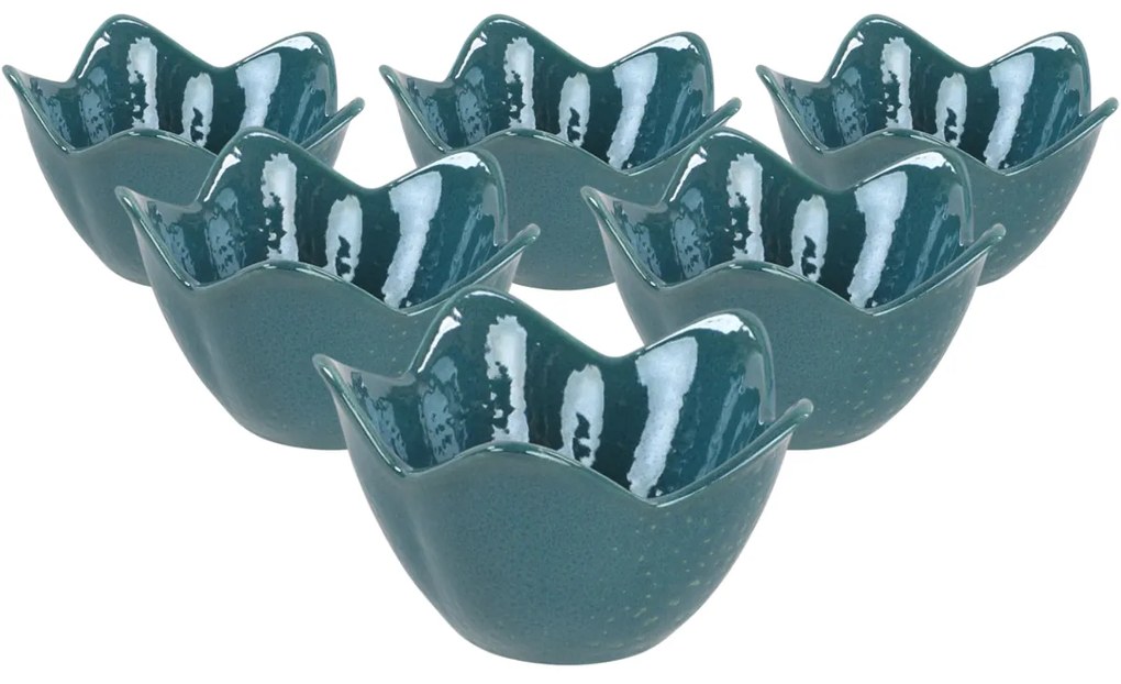 Lotus kerámia tál 11,8 cm 6 db, türkiz