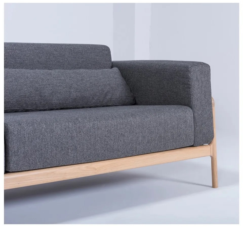 Fawn Plus sötétszürke kanapé tölgyfából, 240 cm - Gazzda