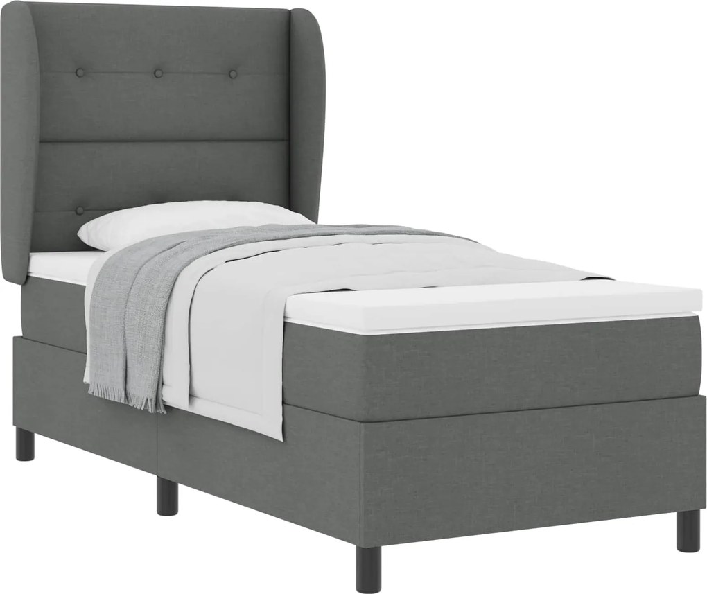 vidaXL Boxrugós ágy matracmal Sötétszürke 80 x 200 cm szövet