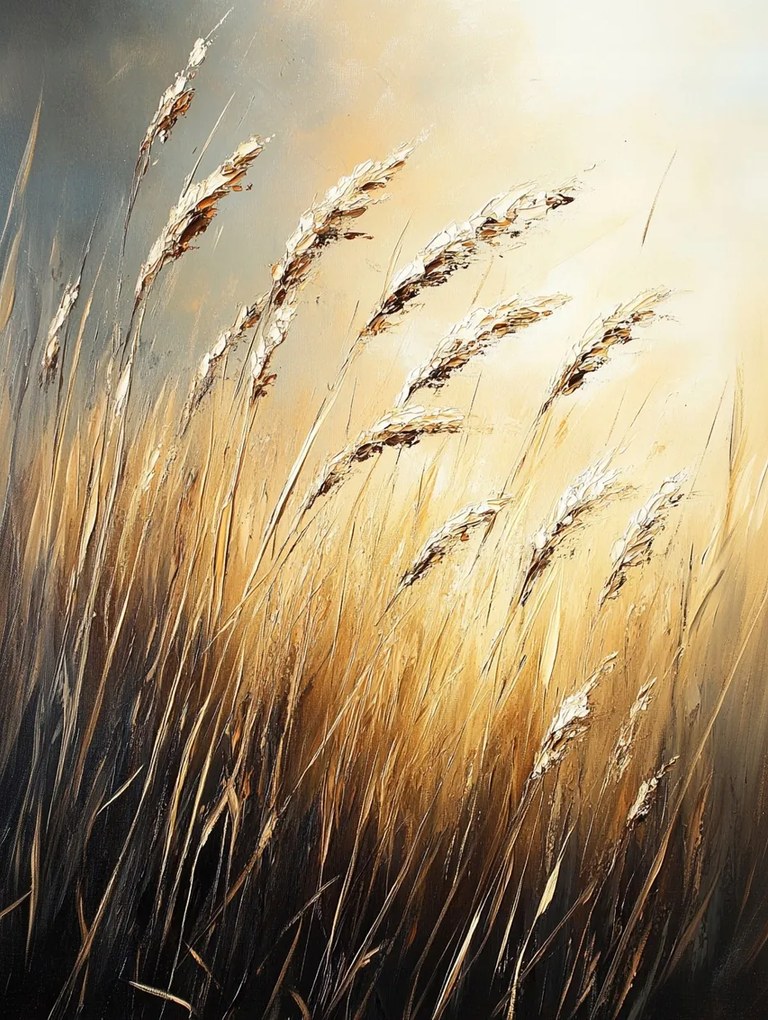 Vászonkép Canvas Természet Fű Gabona Kalász Mező Rét Sztyepp Szél 75x100