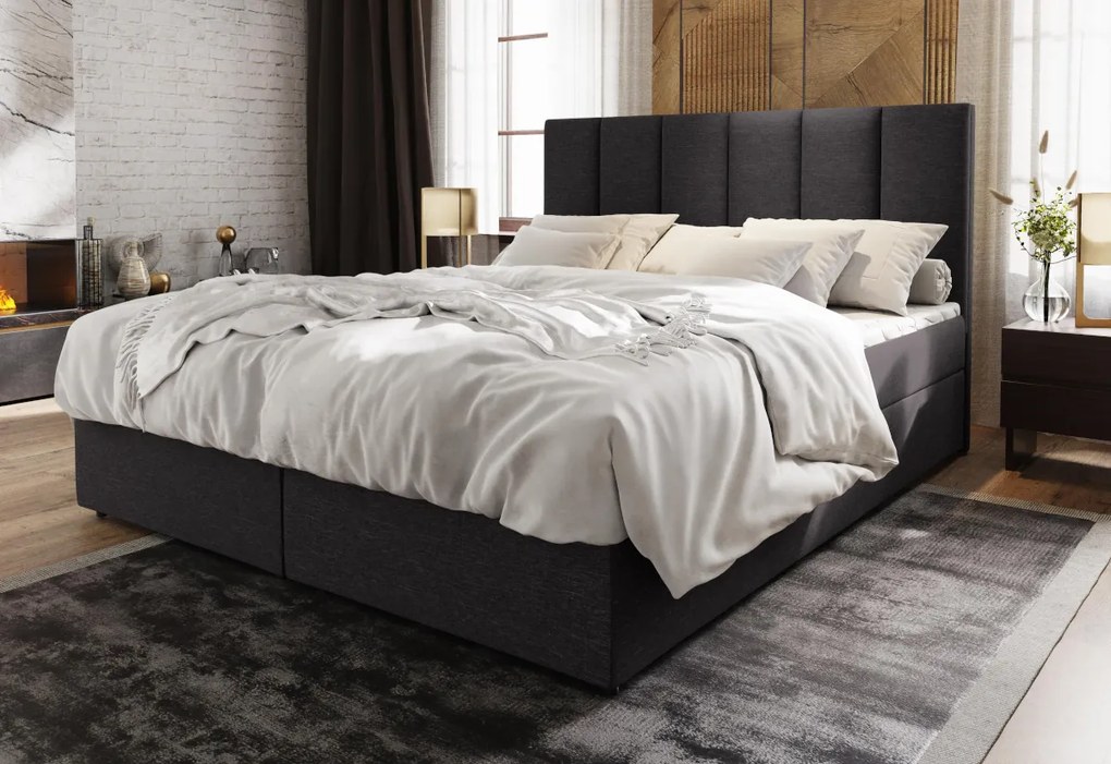 KARDI kárpitozott boxspring ágy, 140x200, cosmic 190