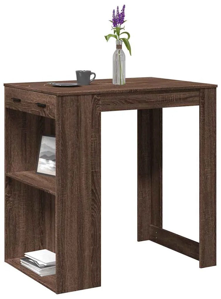 barna tölgy színű szerelt fa bárasztal 102 x 70 x 103,5 cm