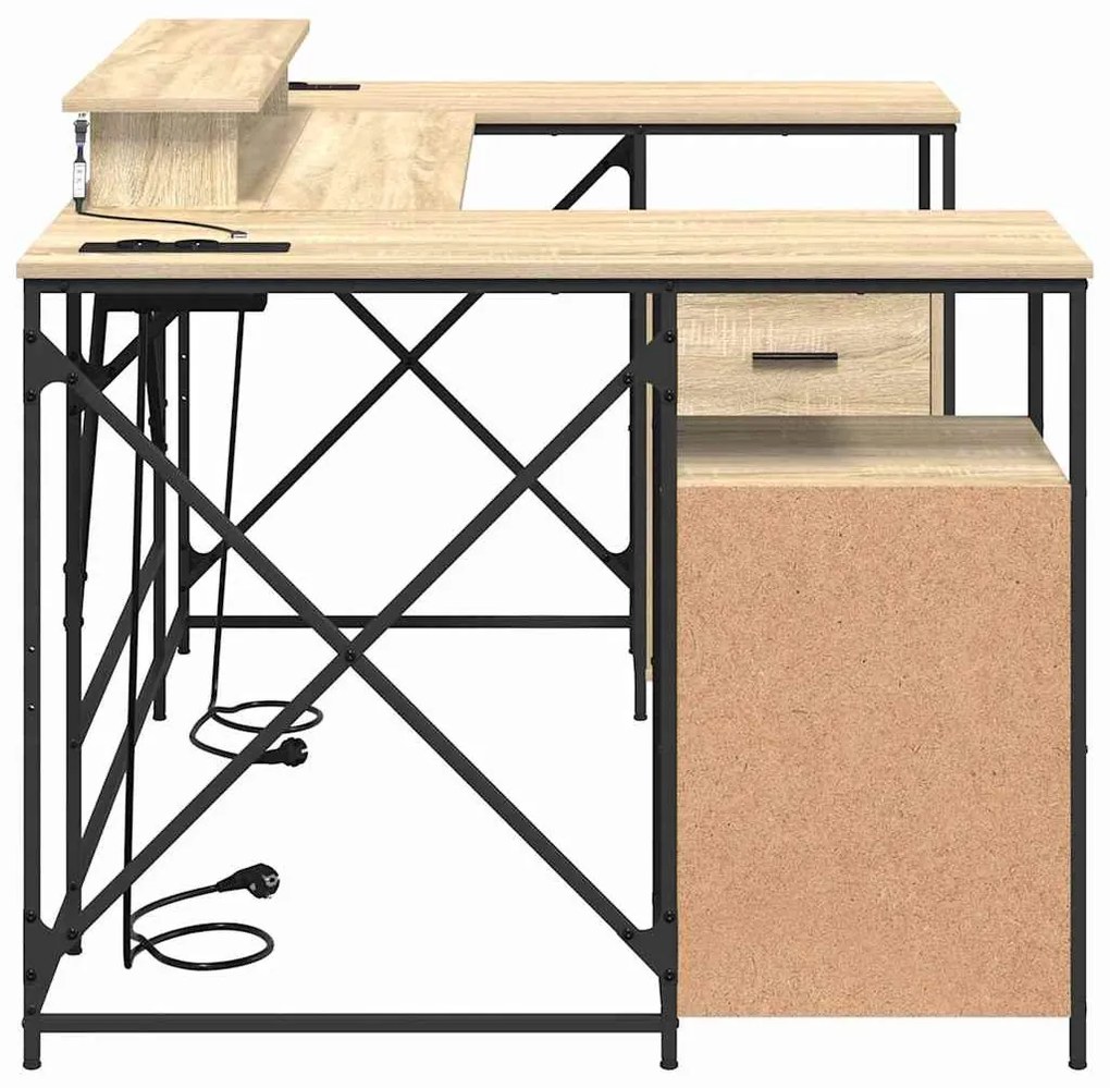 Asztal fiókkal sonoma tölgy 182 x 101 x 87.5 cm Faanyag