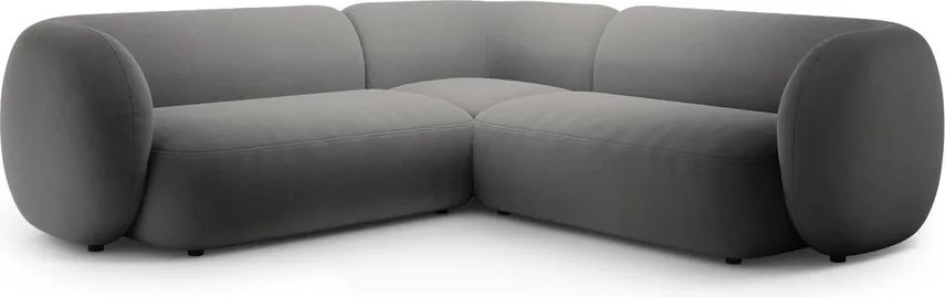 Sötétszürke bársony sarokkanapé Kate – Micadoni