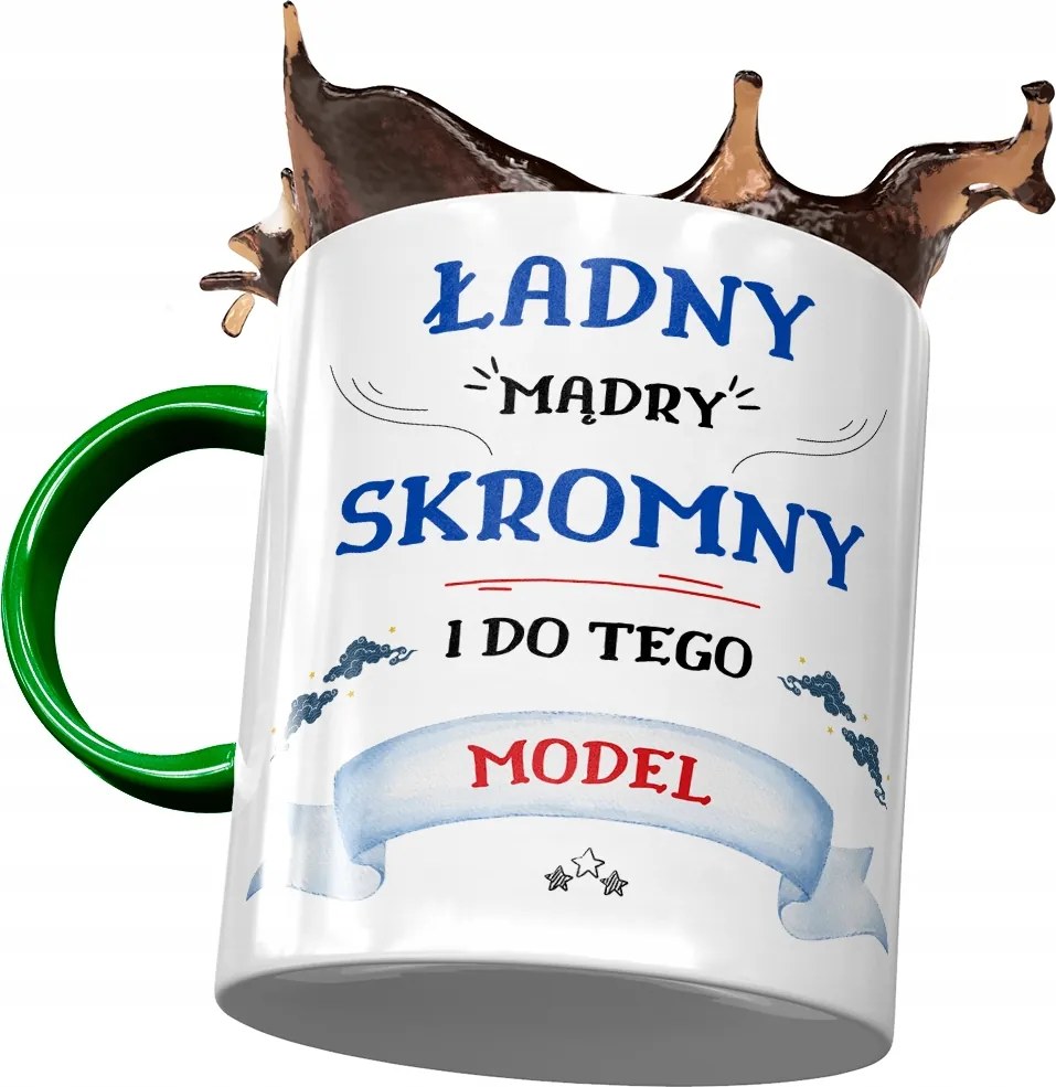 Zöld Bögre Modell Szép Okos Szerény Nyomtatott Fotóval