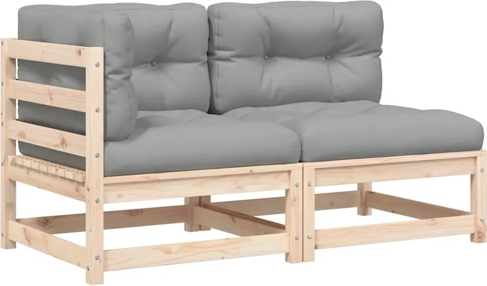 vidaXL 2 személyes tömör fenyőfa kerti kanapé párnával