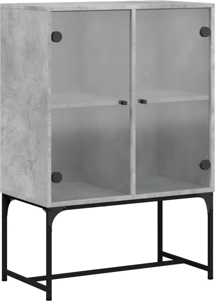 vidaXL betonszürke kisszekrény üvegajtókkal 69x37x100 cm