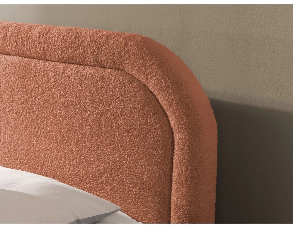 Narancssárga ágyneműtartós boxspring ágy 200x200 cm Ornes – Ropez