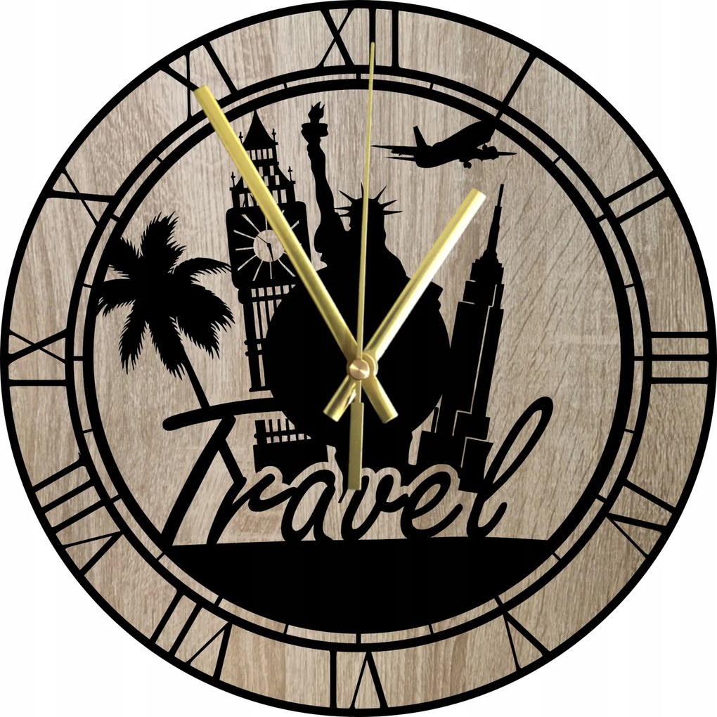 Nyaraló Falióra Fa Utazás Divatos Design 45 cm