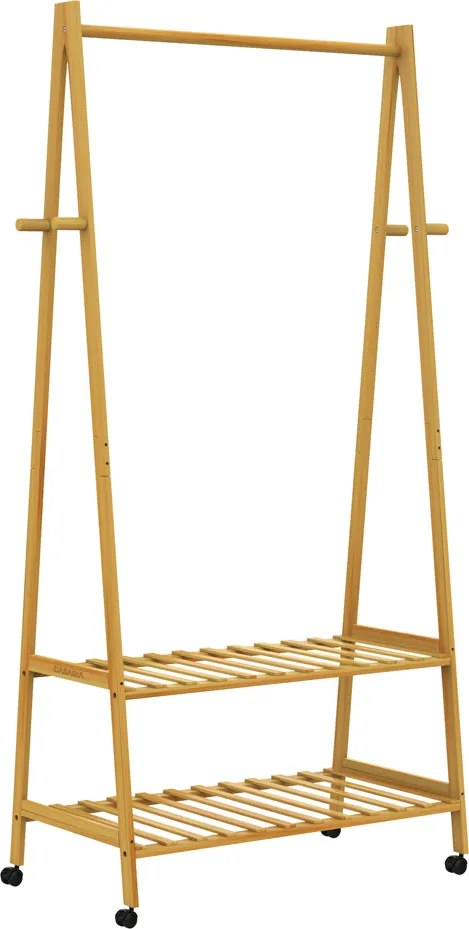 Casaria® Nordik ruhatartó állvány kerekekkel - bambusz