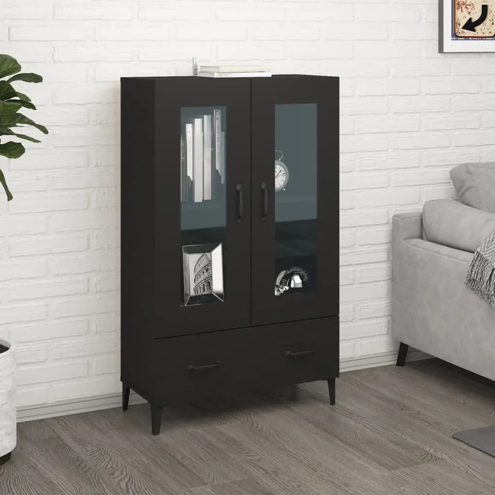 fekete szerelt fa magasszekrény 70 x 31 x 115 cm