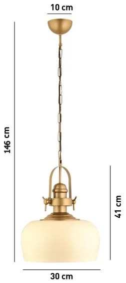 MONZA kábeles függőlámpa 1xE27/40W/230V, átmérő 30 cm, krémszínű/bronzos