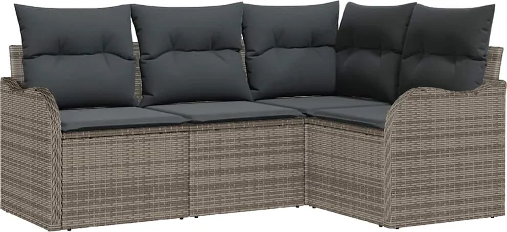 vidaXL Kerti Kanapé Szett tárolóval 4 pcs Szürke polirattan