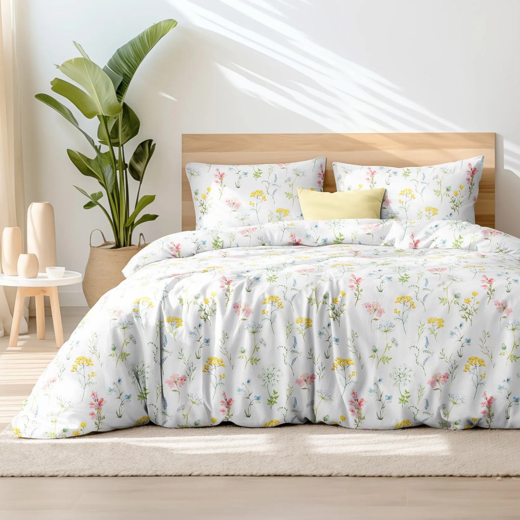 Goldea pamut ágyneműhuzat deluxe - virágzó réti virágok 240 x 220 és 2db 70 x 90 cm