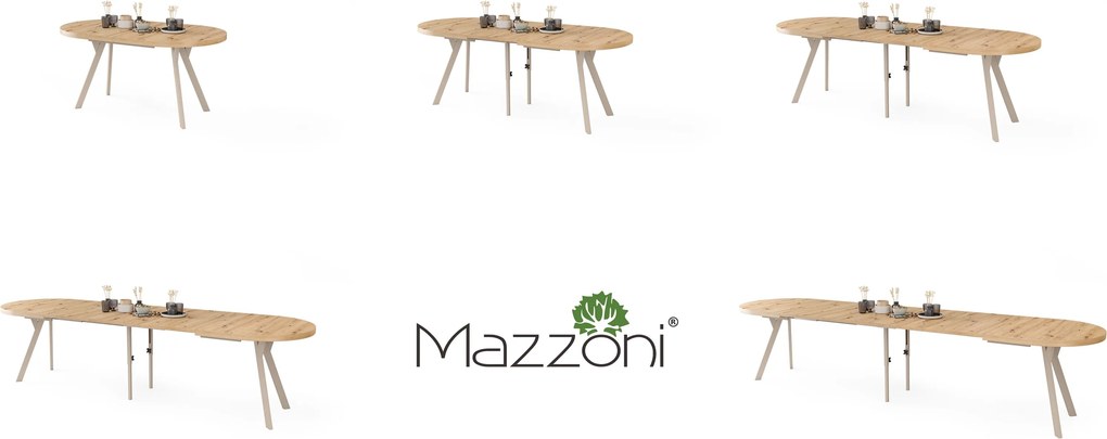 Mazzoni Ovális bővíthető étkezőasztal EXPANSO Artisan Tölgy / kasmír lábak