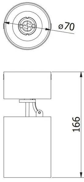 Lámpa Mennyezeti lámpatest FARGO 2, aluminium,, 70x166mm, IP20, max 20W, kör, fekete