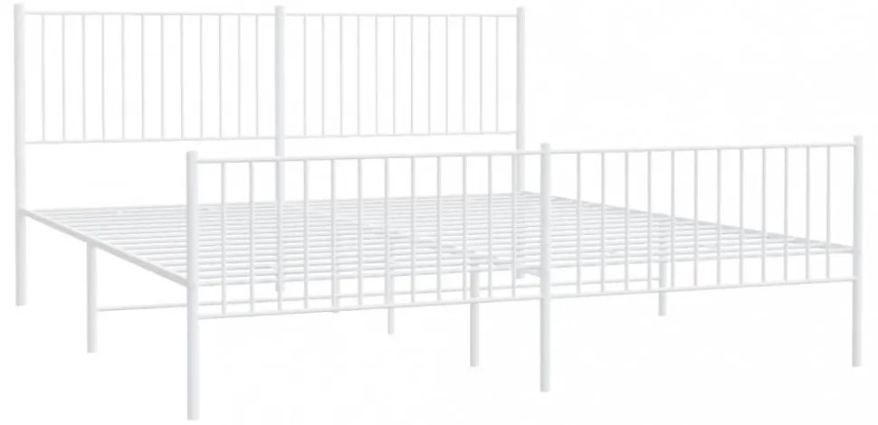 fehér fém ágykeret fej- és lábtámlával 200x200 cm