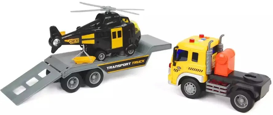 Újdonság WENYI Nagy Helikopter Szállító Kamion Lendkerekes meghajtás Hang és Fény Effektek Extrák Tologatós Játék Szett