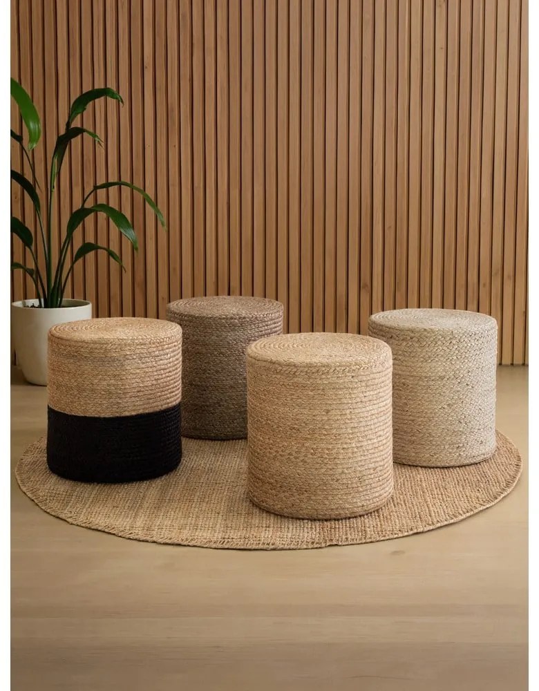 Szürkésbézs puff Jutta Greige – Hanse Home