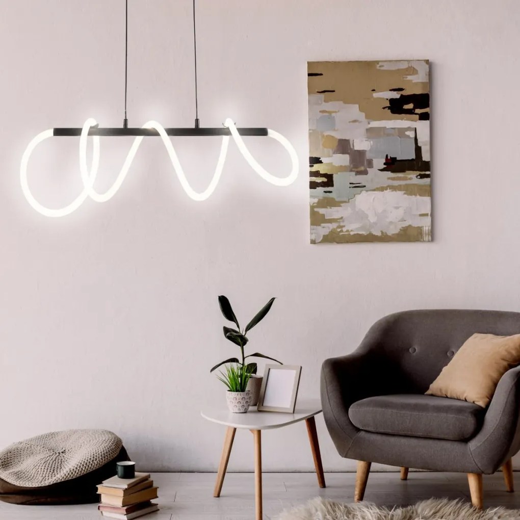 POLUX 329080 EMMA Modern Led Függesztett Lámpa Fehér, Fekete LED IP20