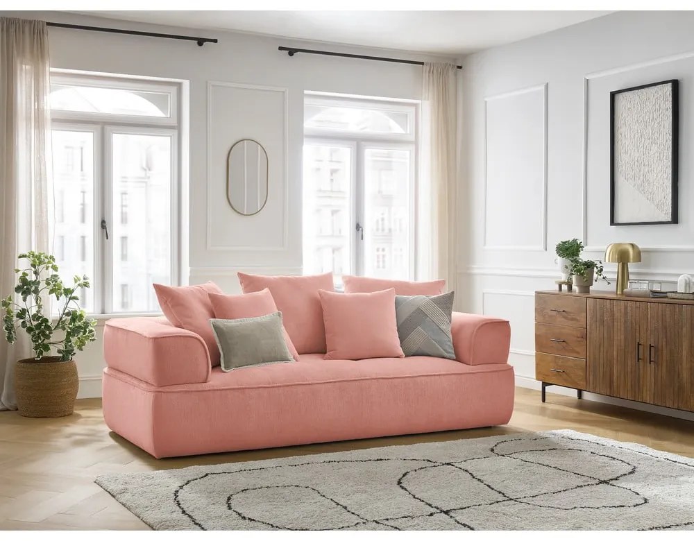 Rózsaszín zsenília kanapé 237 cm Whesley – Bobochic Paris