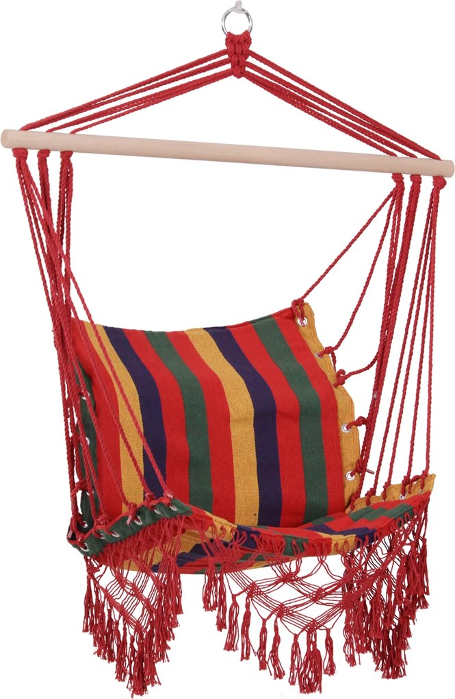 Outsunny Függő HintaSzék Pamut-Poliészter Keverékben, 100 kg Terhelhetőség, Beltéri és Kültéri Teraszra 100x60x100 cm, Több színű | Aosom