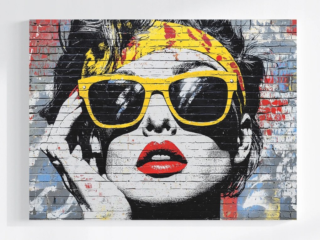 Vászonkép Canvas Fal Tégla Graffiti Nő Stílus Divat 100x75