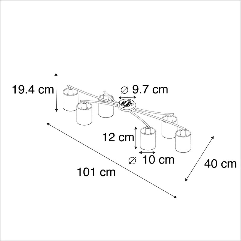 Modern mennyezeti lámpa fekete 6 lámpás - Lofty