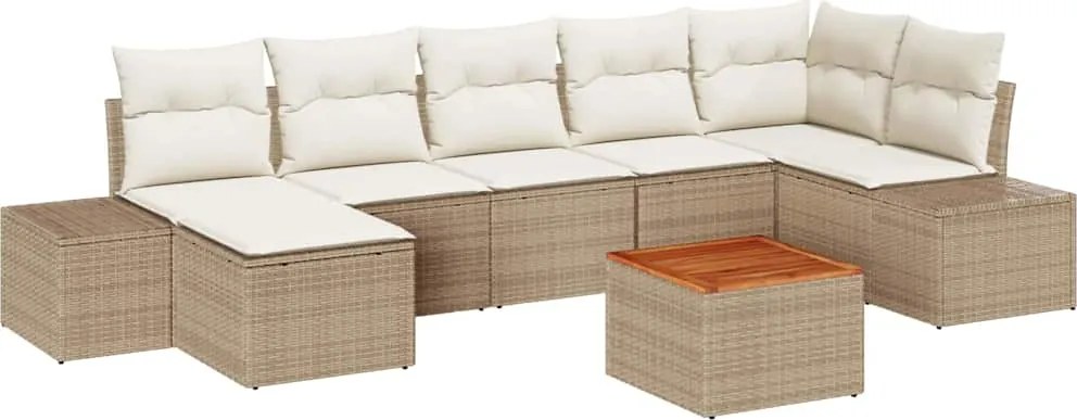 vidaXL Kerti Kanapé Szett 8 pcs Bézs és fehér
