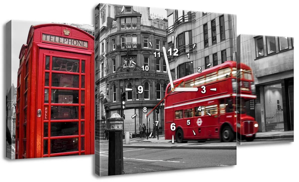 Gario Órás falikép Telefonfülke Londonban UK - 3 részes Méret: 80 x 40 cm