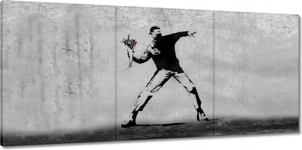 Vászonkép 150x70 Banksy Virágszóró