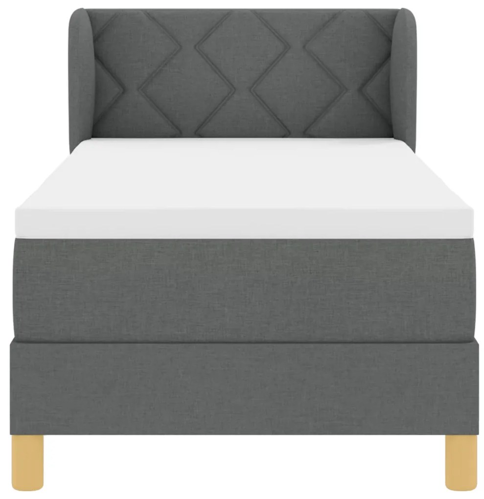 Boxspring Ágy Matraccal Sötétszürke Színben, 80x200 cm, Szövet
