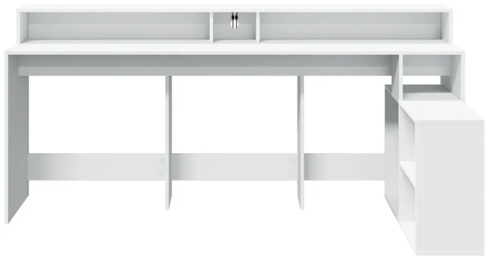 fehér szerelt fa íróasztal LED-világítással 200 x 104 x 91 cm