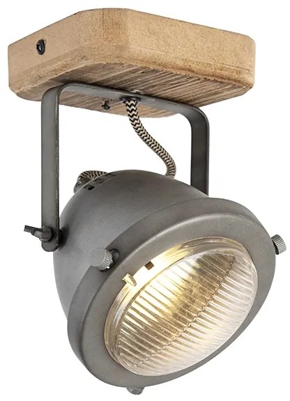 Ipari reflektor lámpa acélból és fával, dönthető - Emado