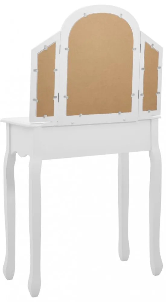 fehér császárfa MDF fésülködőasztal ülőkével 65x36x128 cm