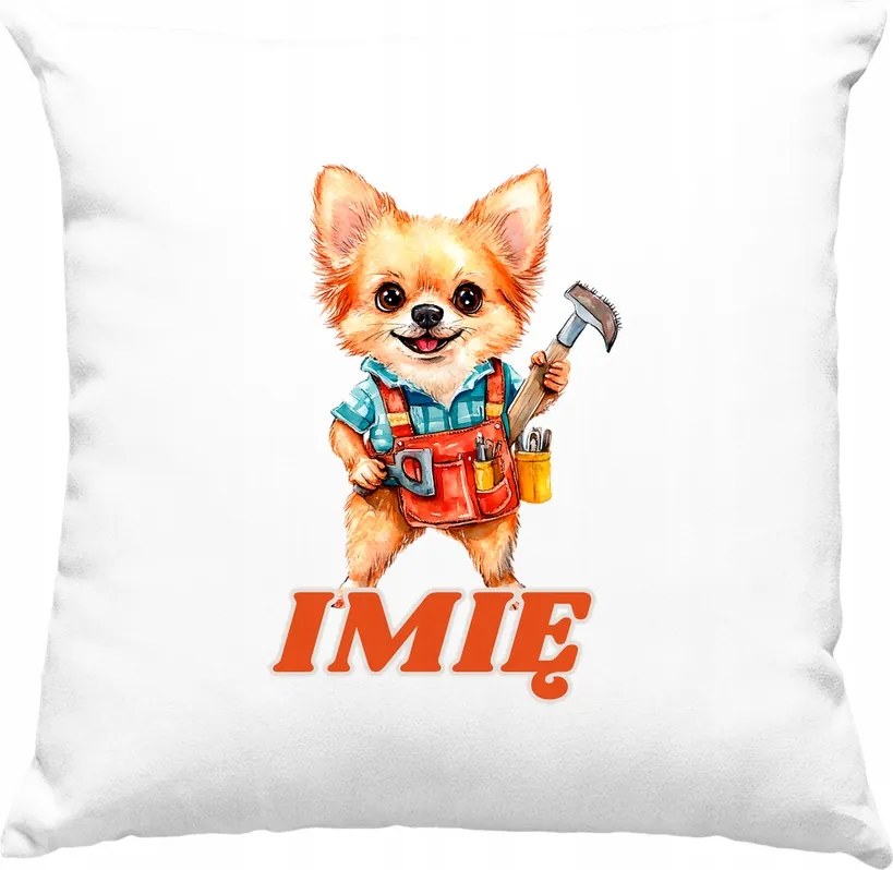 Gyerek párna Kutya Barkács +Név Fehér