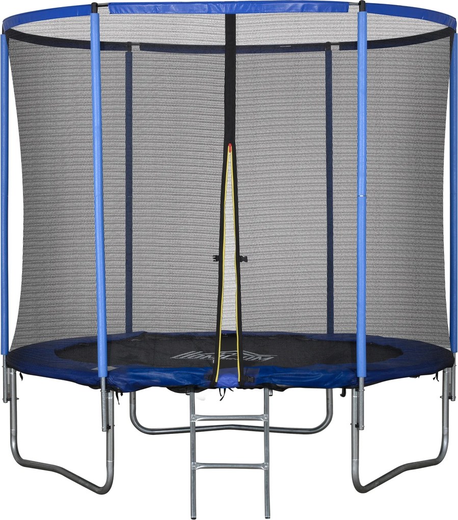 HOMCOM Kültéri Trambulin, Rugós Szőnyeg Gyermekeknek és Felnőtteknek, Biztonsági Hálóval, Lépcsővel és Párnázott Peremmel, Kert és Otthoni Játékok, Ø2