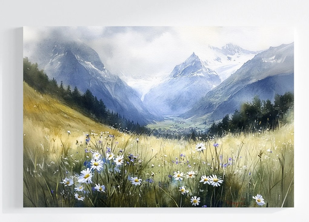 Vászonkép Canvas Tájkép Svájc Alpok Jungfrau Völgy Rét 120x80