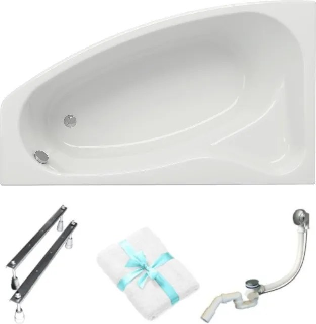 Aszimmetrikus kád Cersanit Sicilia 170x100 Bal láb szifon törölköző