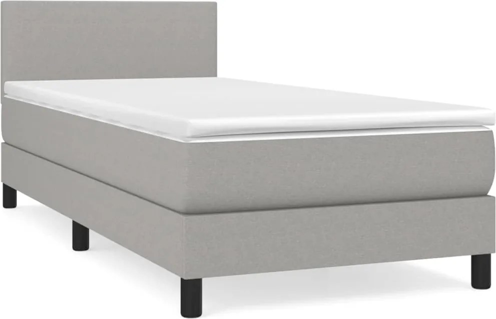 vidaXL világosszürke szövet rugós ágy matraccal 90 x 200 cm